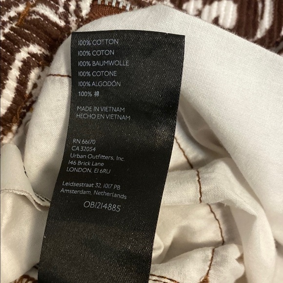 BDG Swirl Pattern Pants in Brown and White & Wide Corduroy Pant Size 27 - Picture 7 of 9